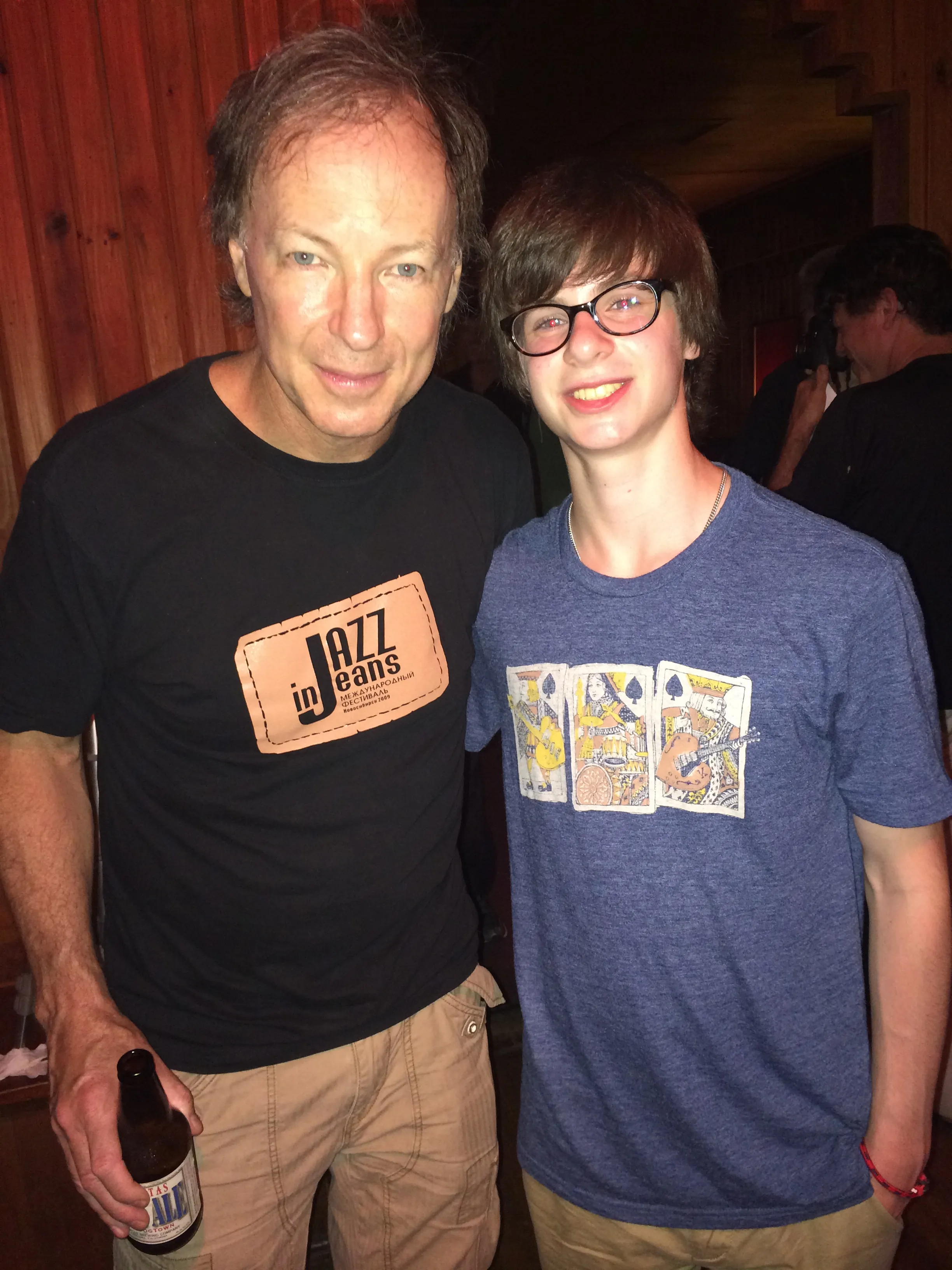 Hayden Fogle photographed with saxophonist Bill Evans.