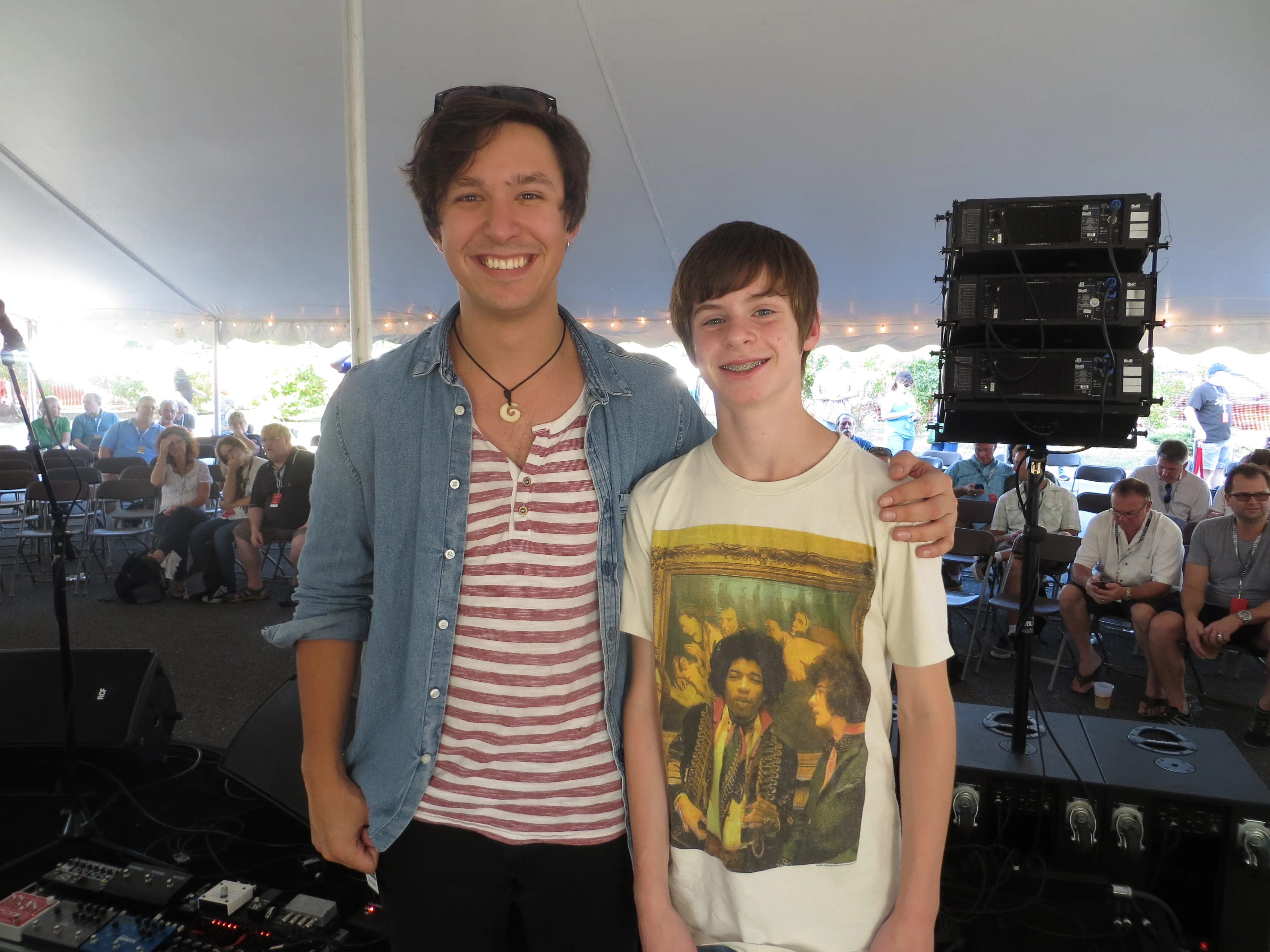 Hayden Fogle photographed with guitarist Davy Knowles.