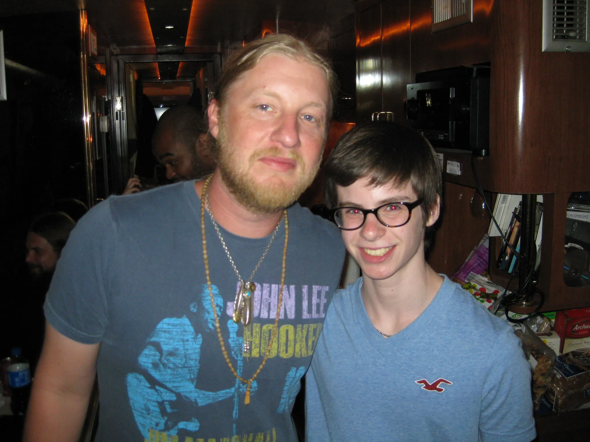 Hayden Fogle photographed with slide guitarist Derek Trucks.