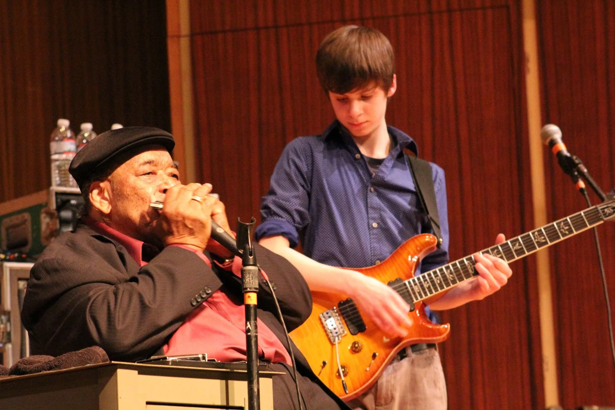 Hayden Fogle with blues harmonica player James Cotton.